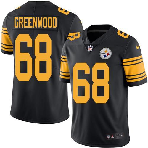 Men Pittsburgh Steelers 68 Greenwood Nike Black Vapor Color Rush Limited NFL Jersey